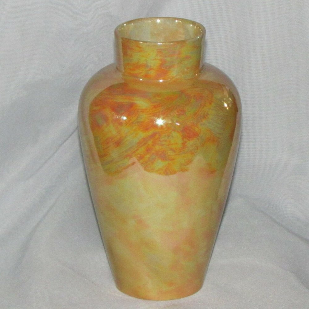 Vintage Vase Peach Luster CZECHOSLOVAKIA 6 1/2" Opalescent Pearl Finish